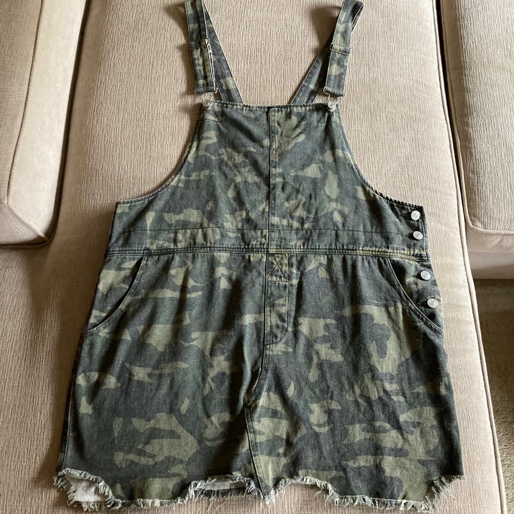 Oddy Camo Camouflage Overall Dress with suspenders - Size 1XL - Cotton/Denim